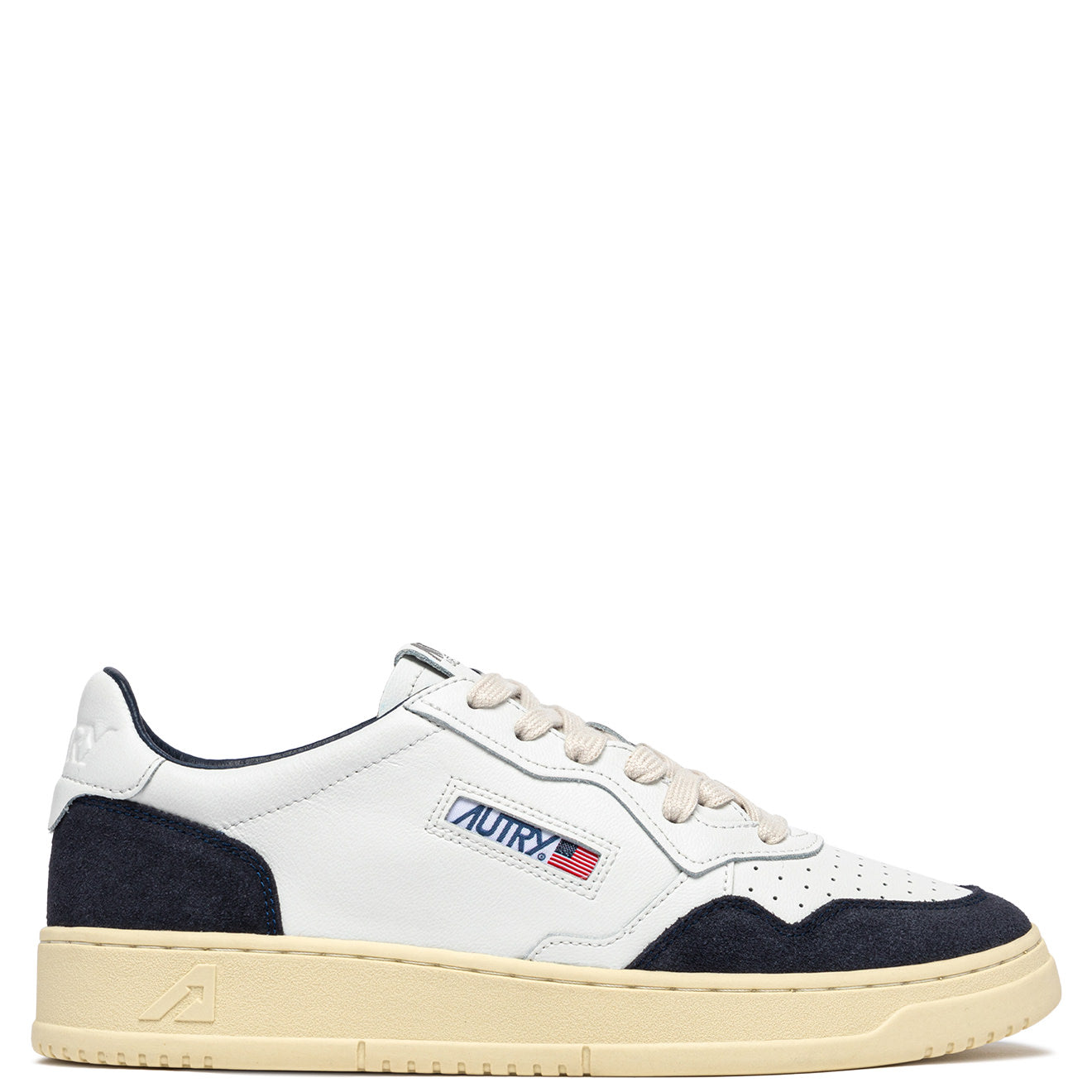 SNEAKERS MEDALIST LOW AUS LEDER IN WEISS UND WILDLEDER IN OCEANO