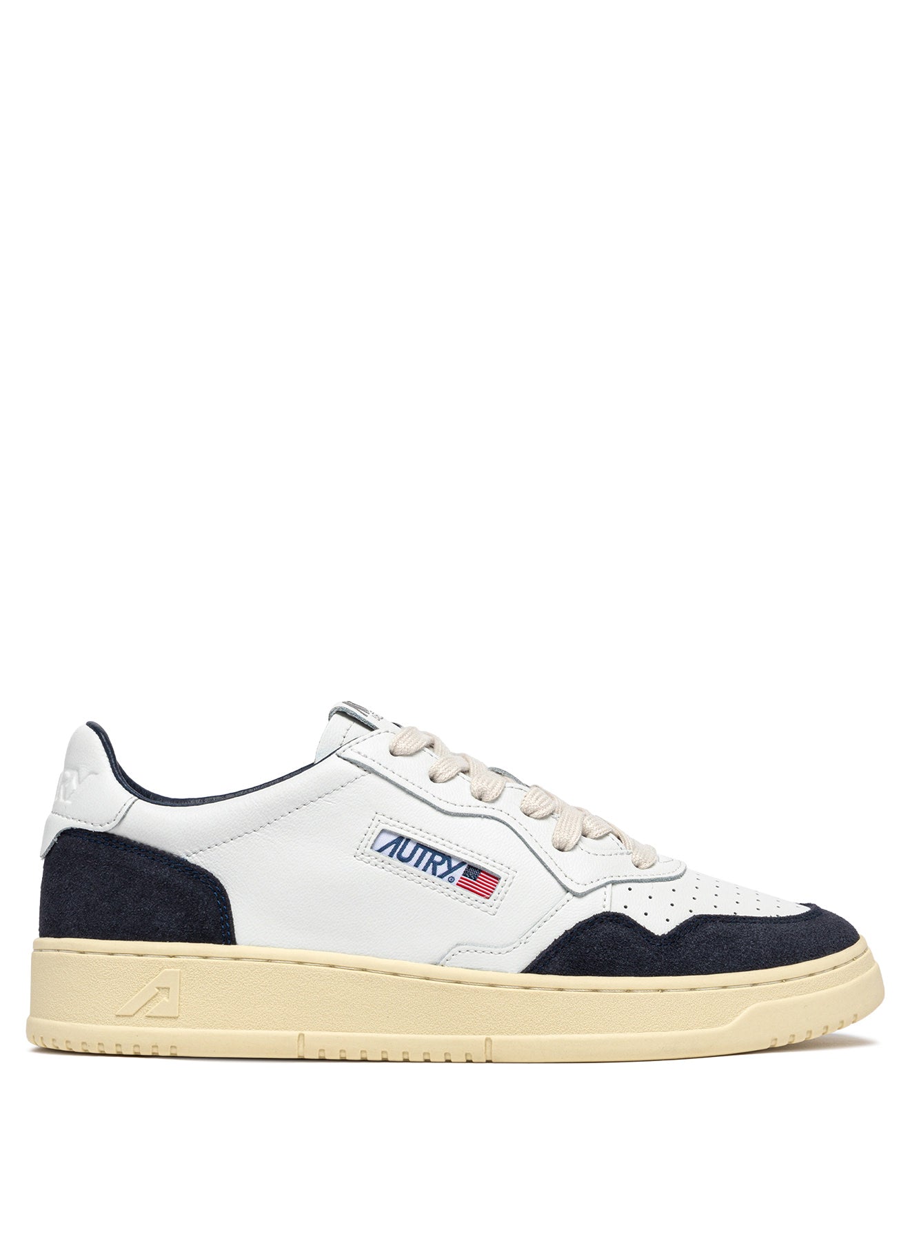 SNEAKERS MEDALIST LOW AUS LEDER IN WEISS UND WILDLEDER IN OCEANO