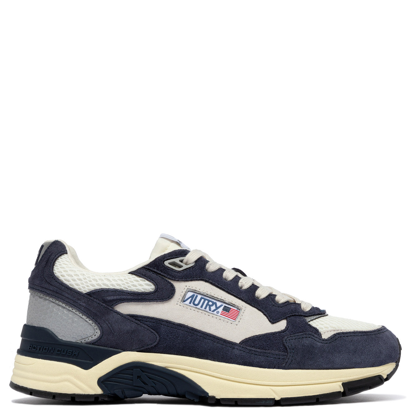 SNEAKERS HYPERWAY AUS MESH UND WILDLEDER IN SPACE BLUE UND SILBER