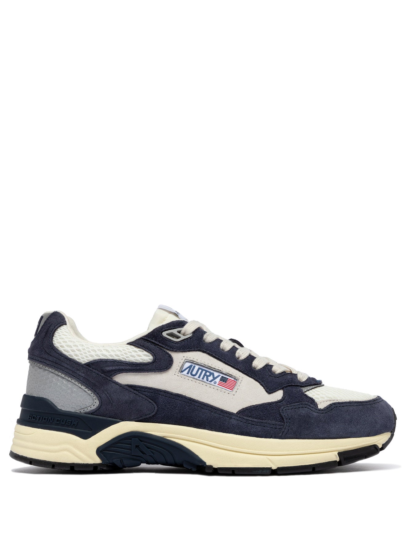 SNEAKERS HYPERWAY AUS MESH UND WILDLEDER IN SPACE BLUE UND SILBER