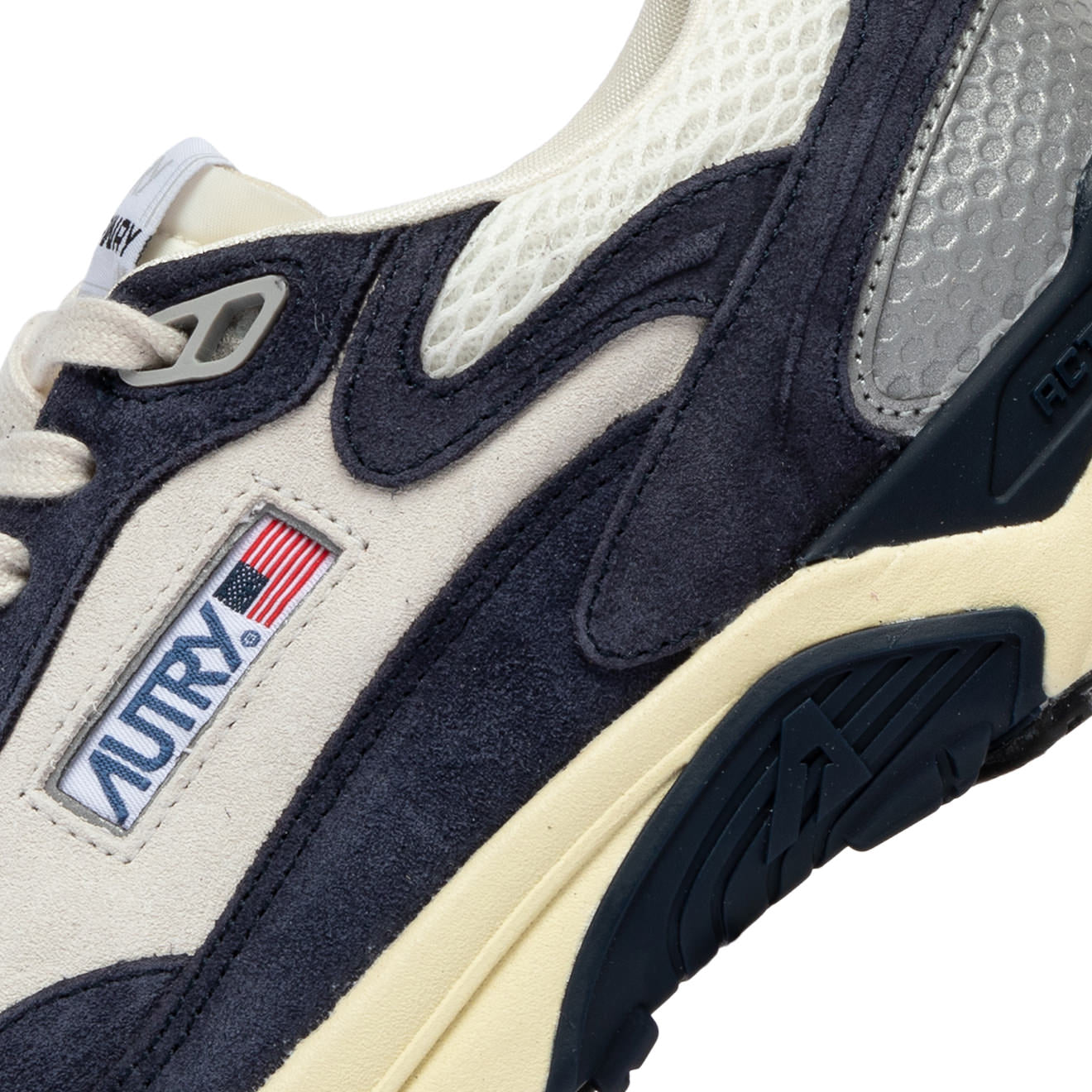 SNEAKERS HYPERWAY AUS MESH UND WILDLEDER IN SPACE BLUE UND SILBER