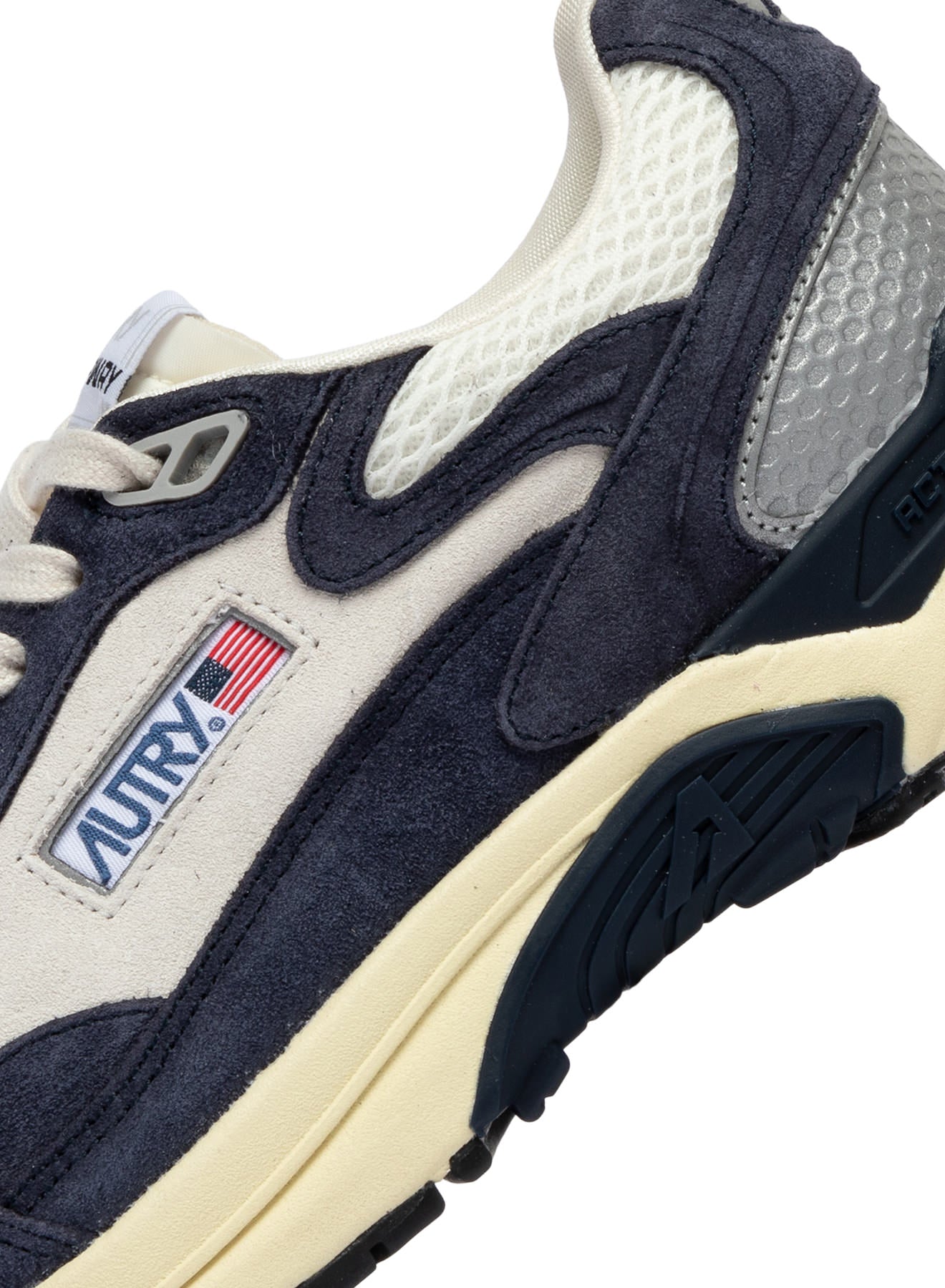 SNEAKERS HYPERWAY AUS MESH UND WILDLEDER IN SPACE BLUE UND SILBER