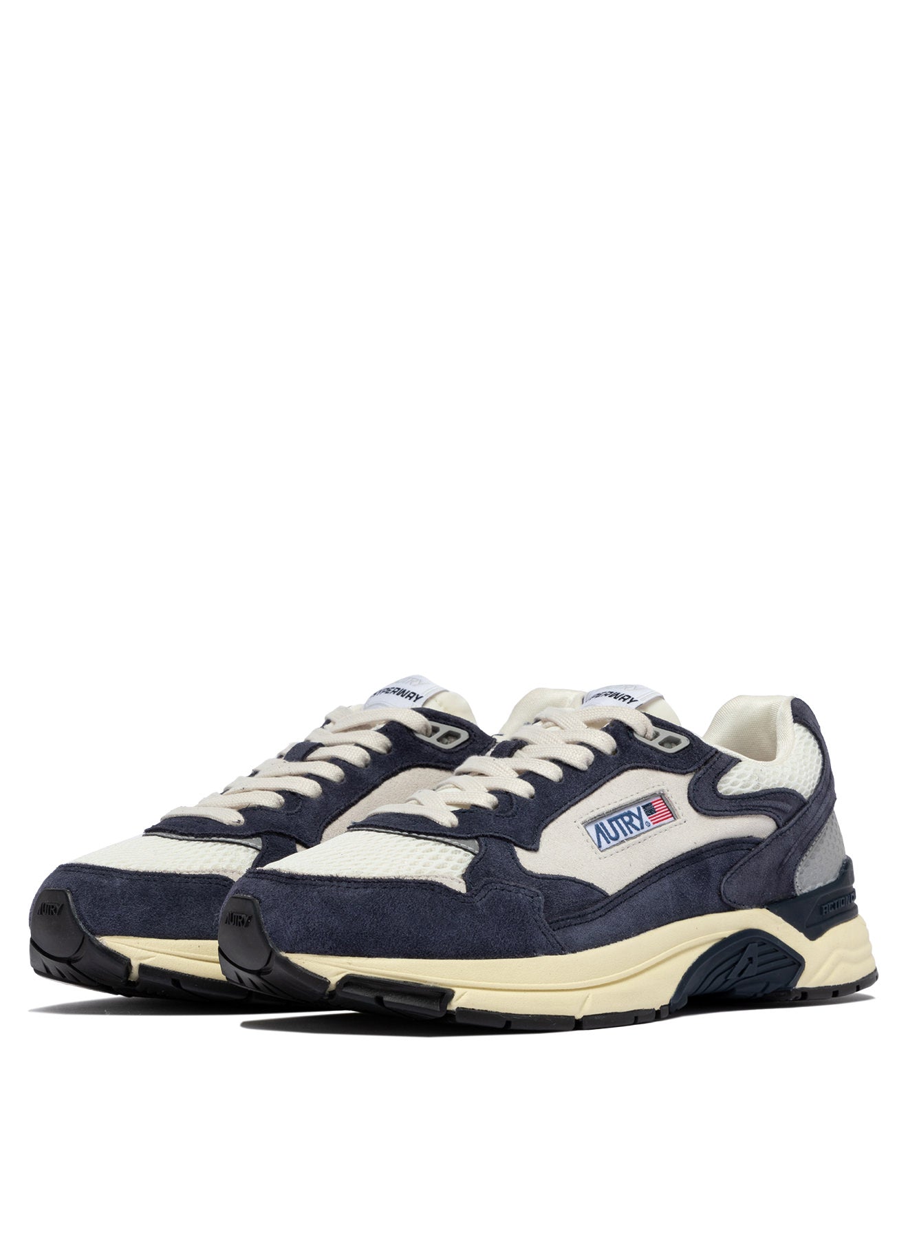SNEAKERS HYPERWAY AUS MESH UND WILDLEDER IN SPACE BLUE UND SILBER