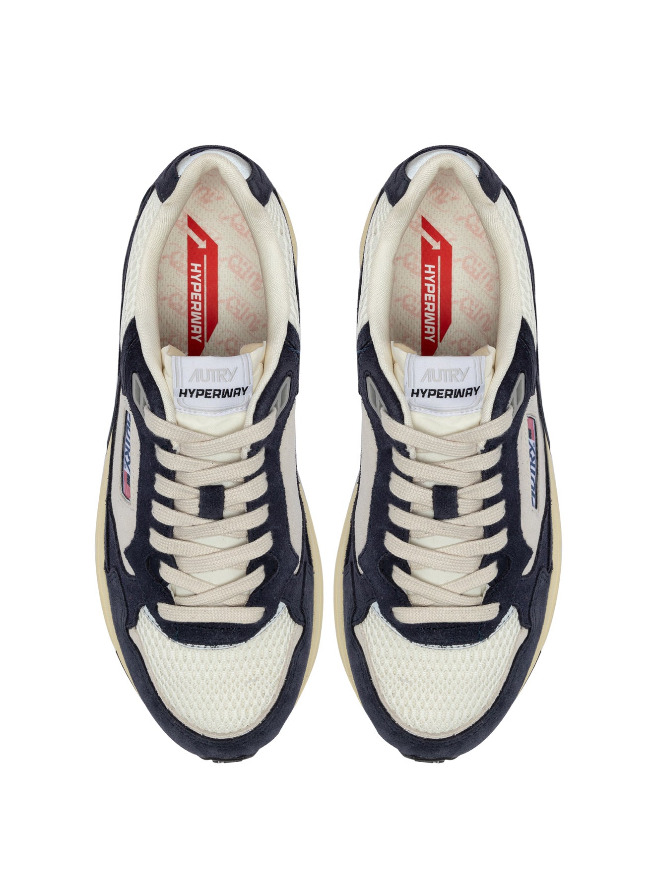 SNEAKERS HYPERWAY AUS MESH UND WILDLEDER IN SPACE BLUE UND SILBER