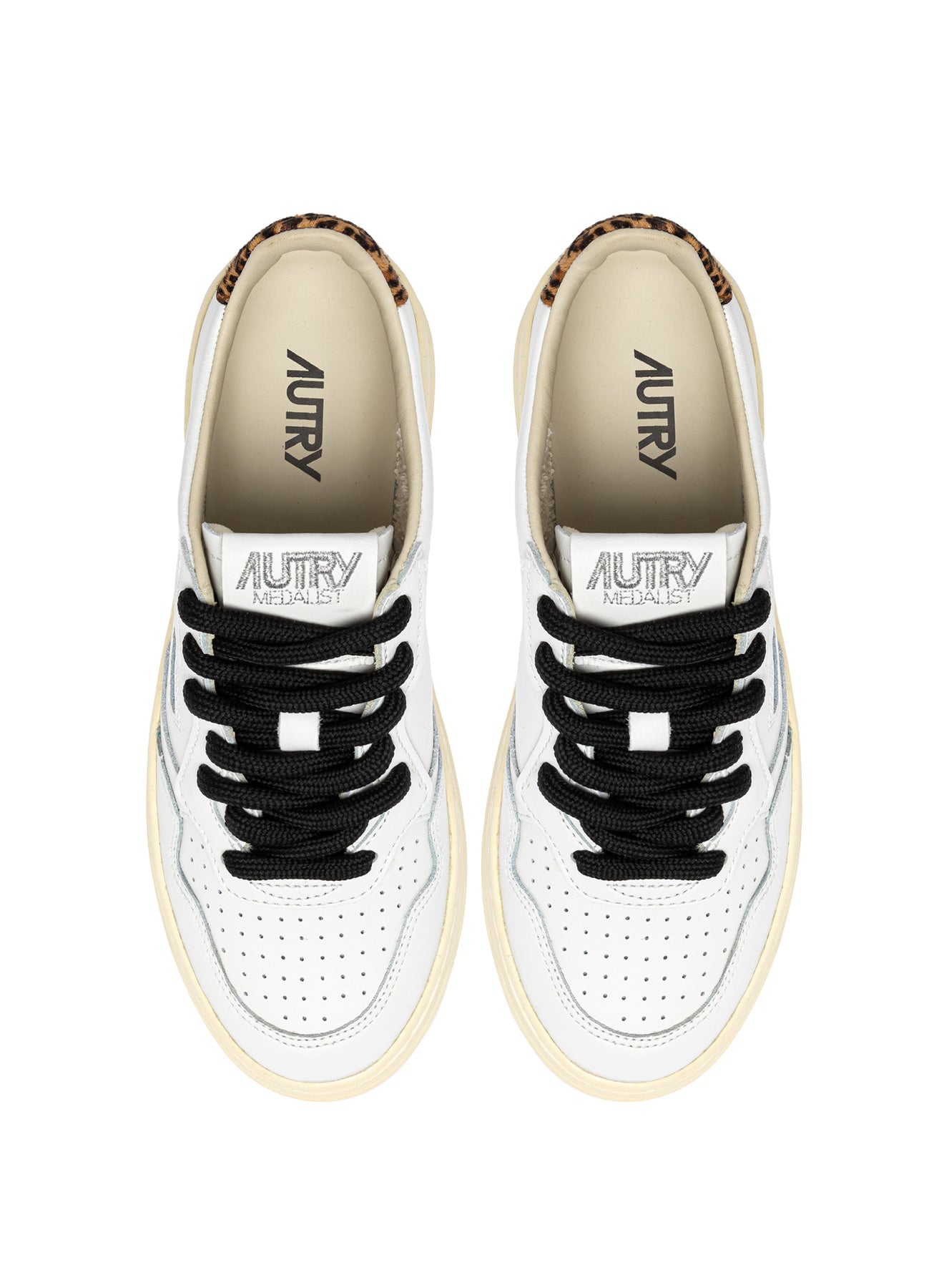 SNEAKERS MEDALIST LOW AUS LEDER IN WEISS UND LEOPARD