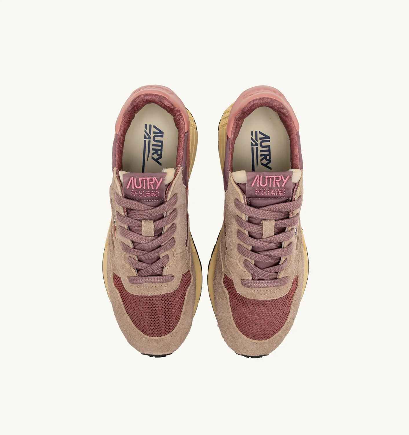 SNEAKERS REELWIND LOW AUS NYLON WILDLEDER UND LEDER IN ROUNGE UND CORDOVAN