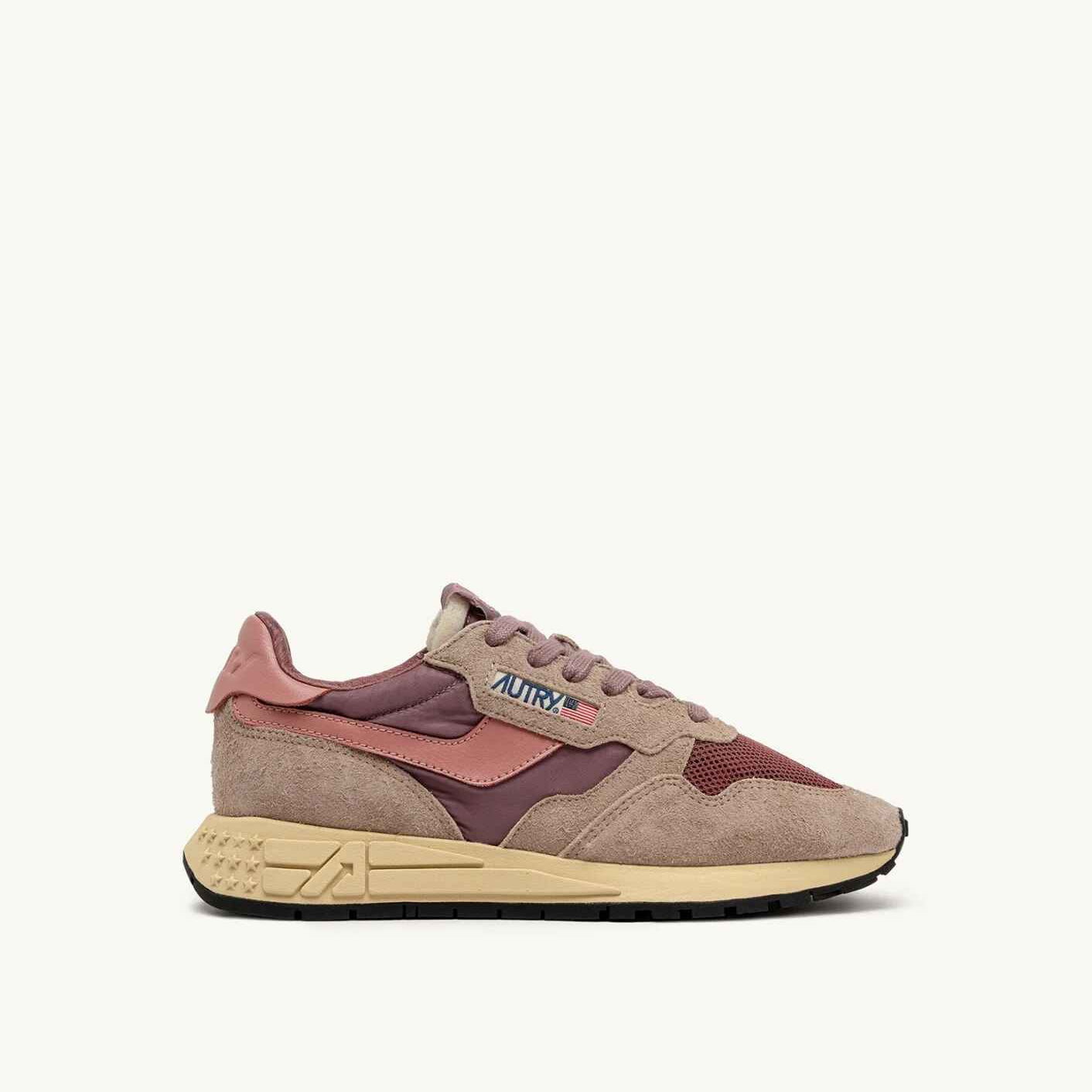 SNEAKERS REELWIND LOW AUS NYLON WILDLEDER UND LEDER IN ROUNGE UND CORDOVAN
