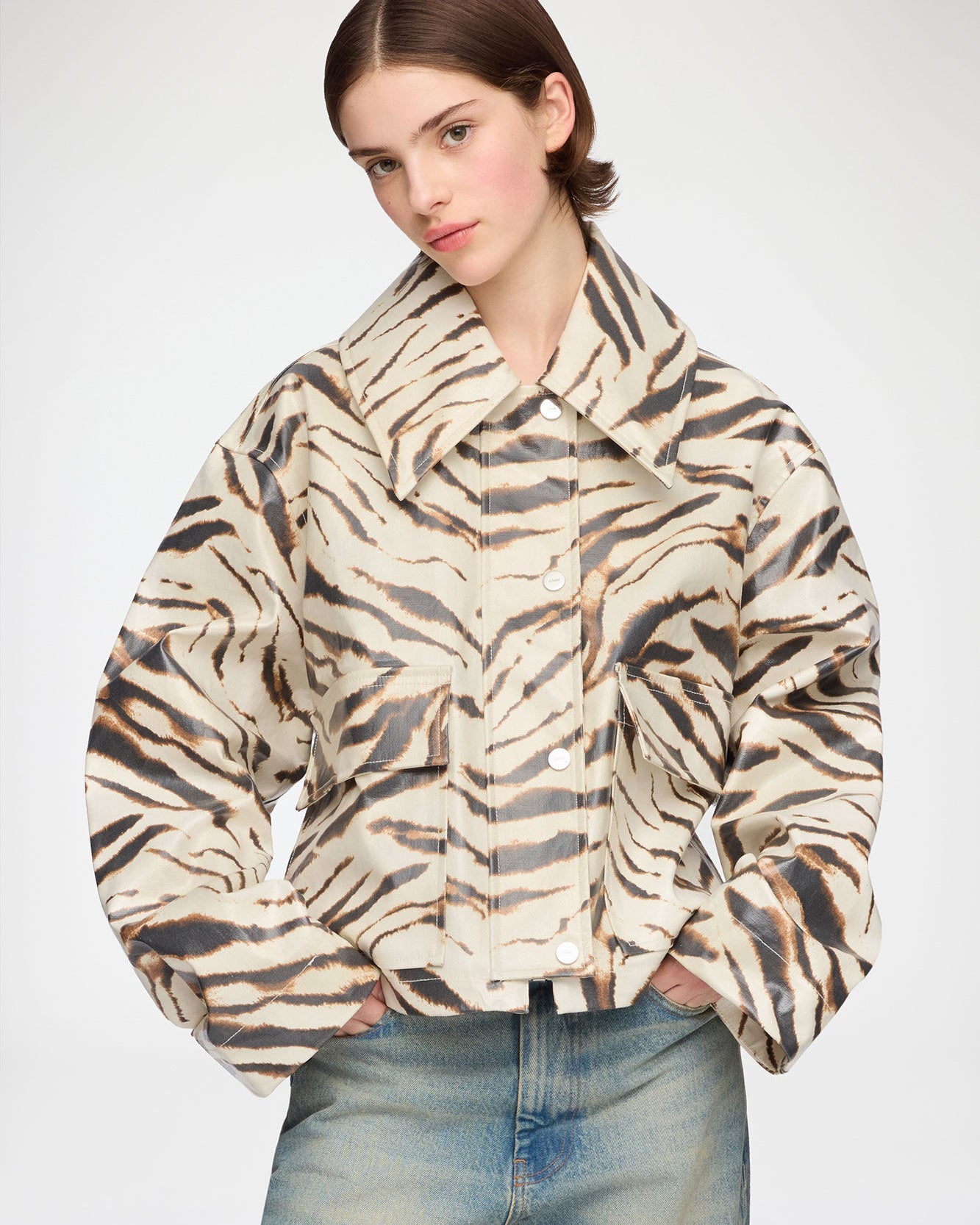 Jacke in laminiertem Zebra