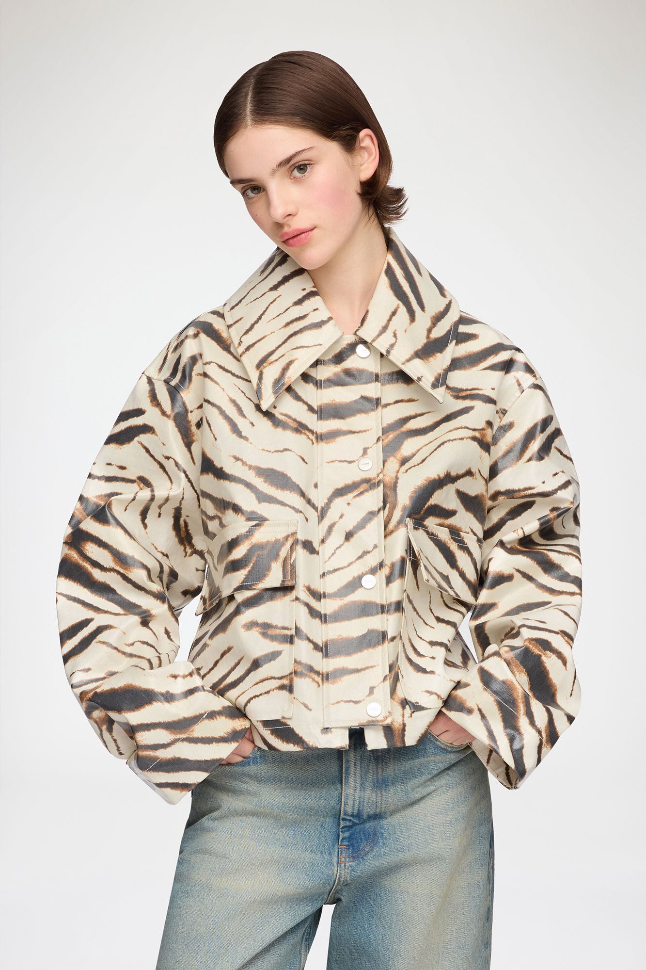 Jacke in laminiertem Zebra