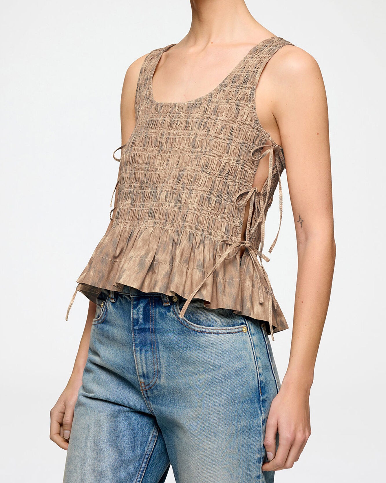 Bluse aus bedrucktem Stretchmaterial
