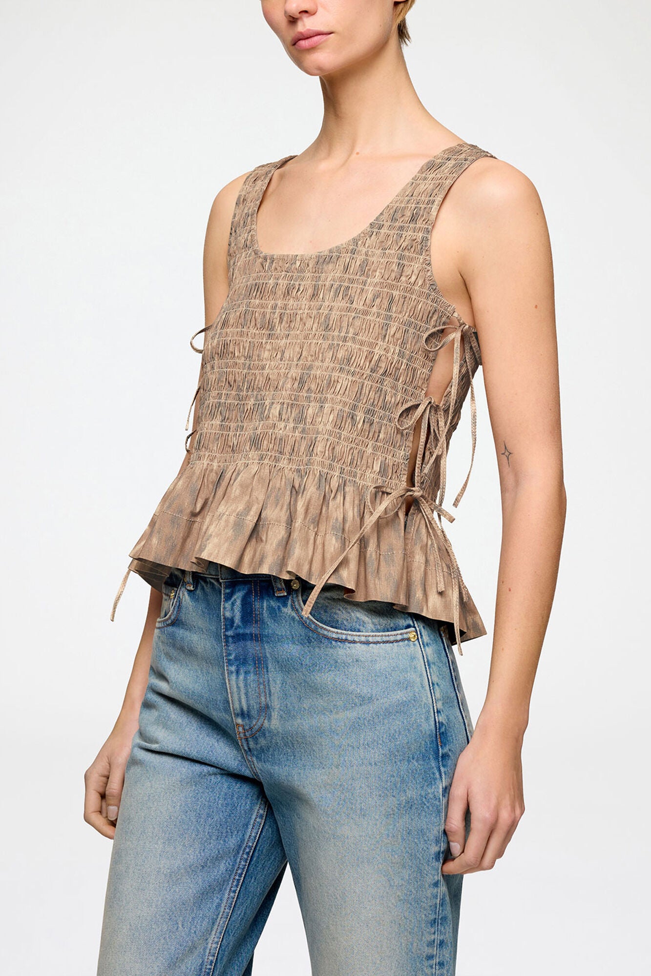Bluse aus bedrucktem Stretchmaterial