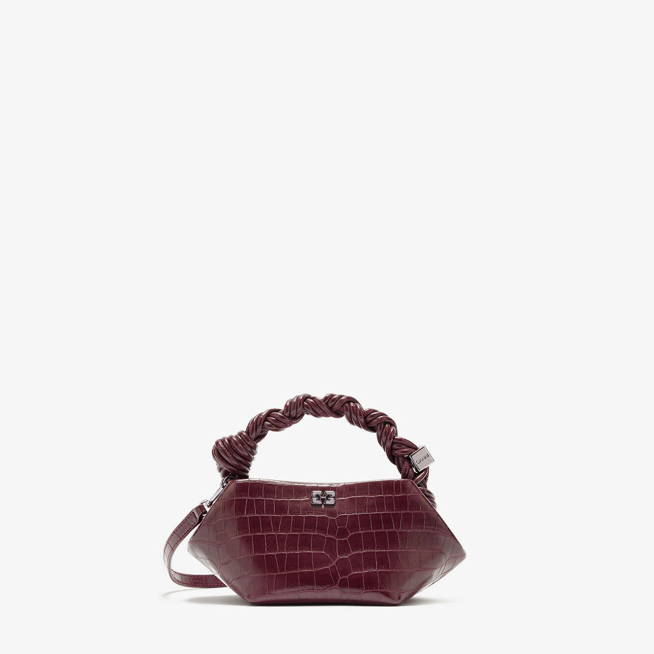 Burgunderrote Kroko-Mini-Bou-Tasche