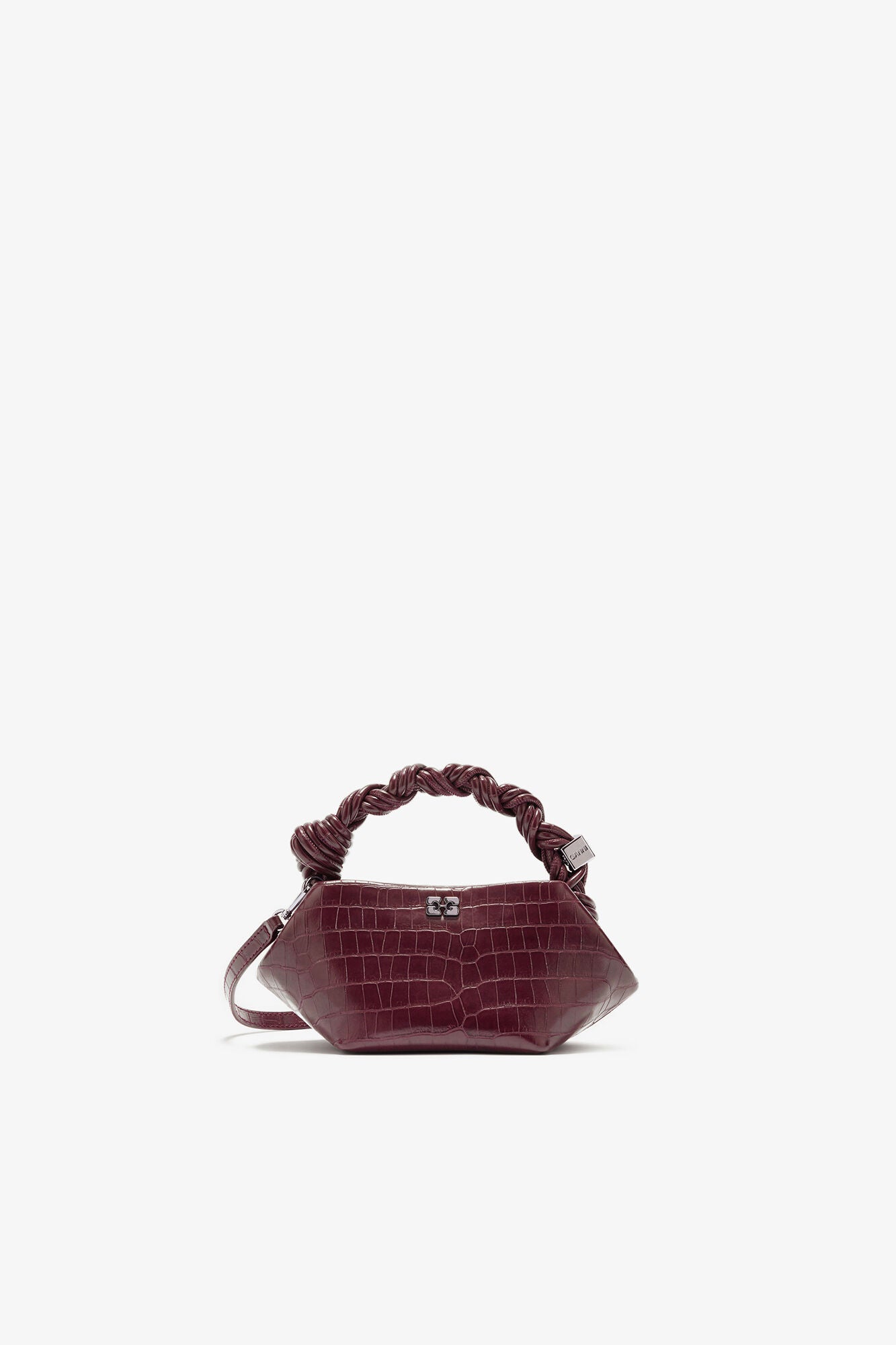 Burgunderrote Kroko-Mini-Bou-Tasche