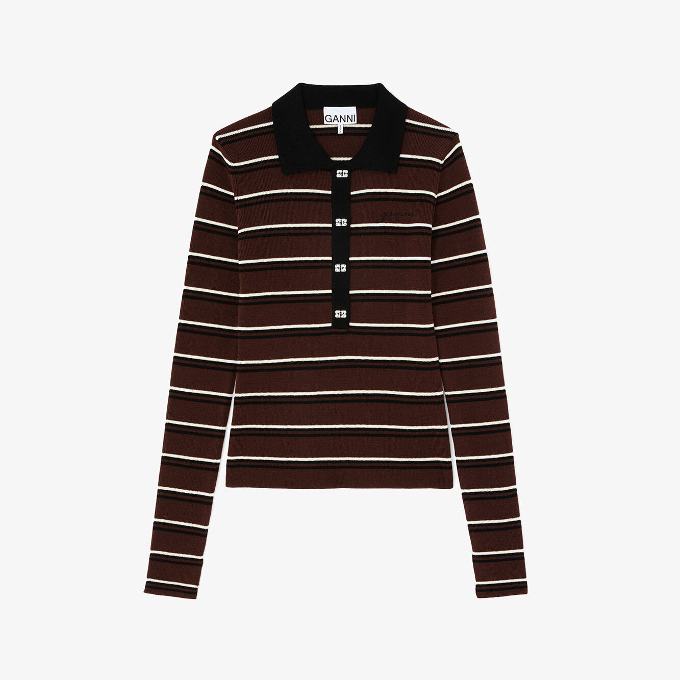 Poloshirt aus gestreifter Merinowolle