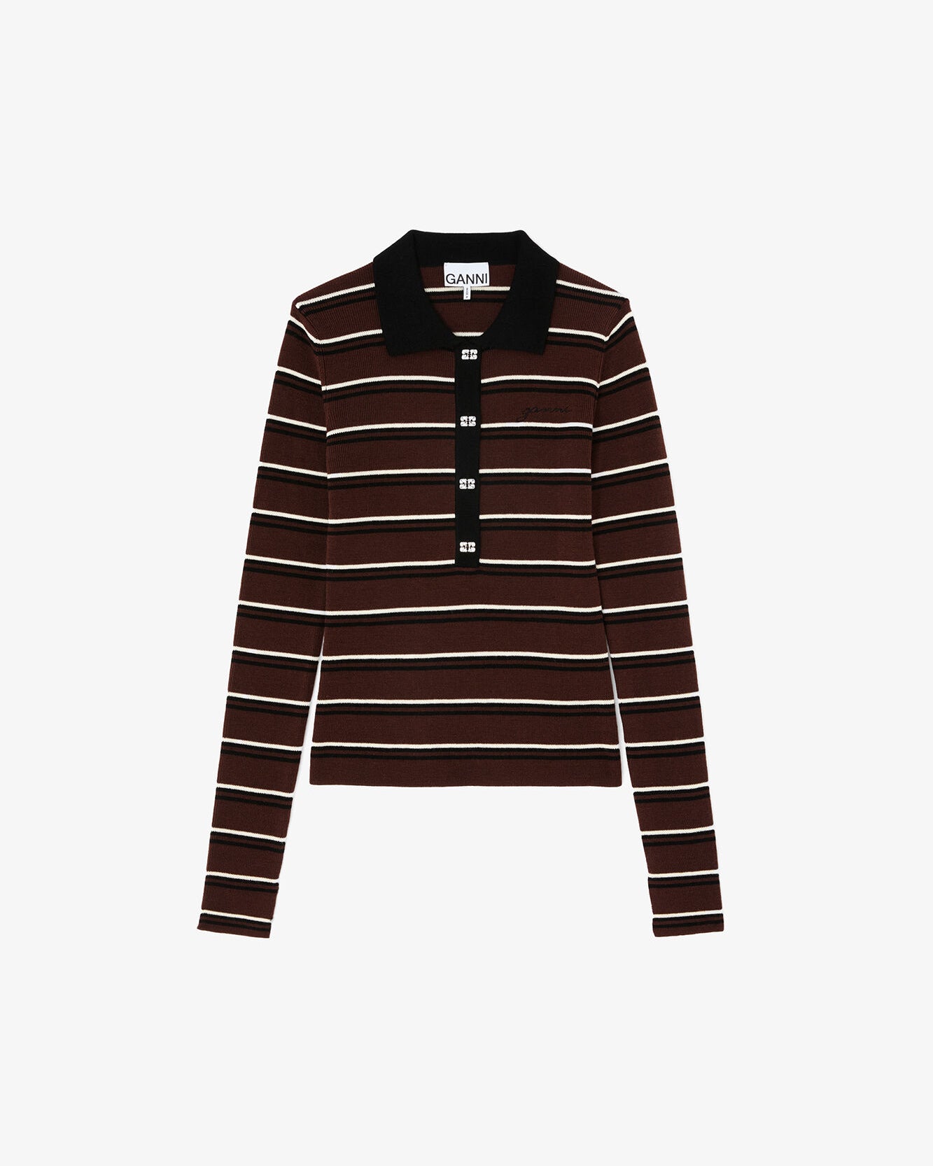 Poloshirt aus gestreifter Merinowolle