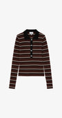Poloshirt aus gestreifter Merinowolle