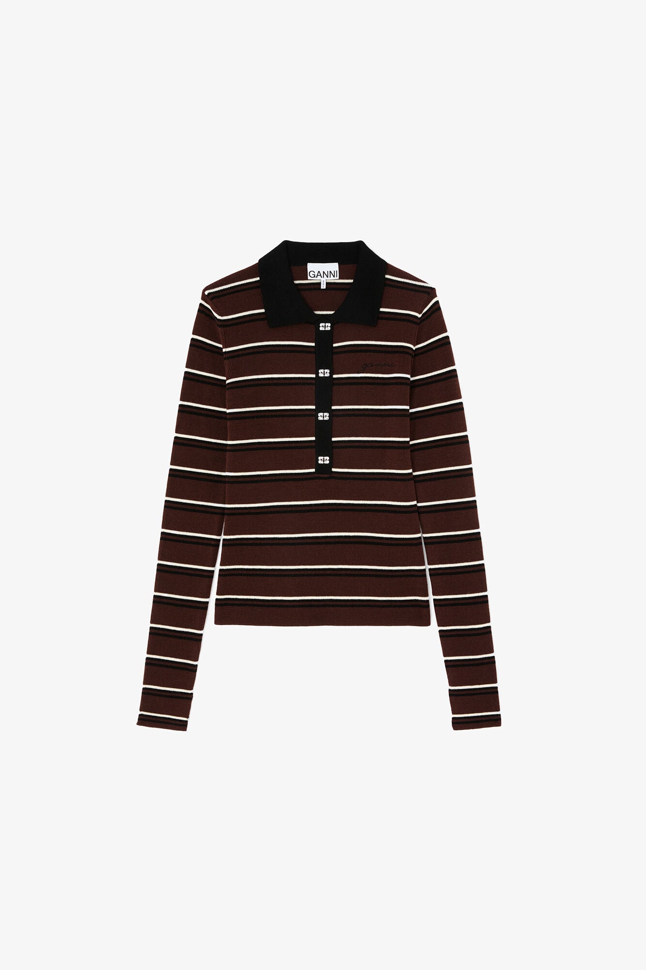 Poloshirt aus gestreifter Merinowolle