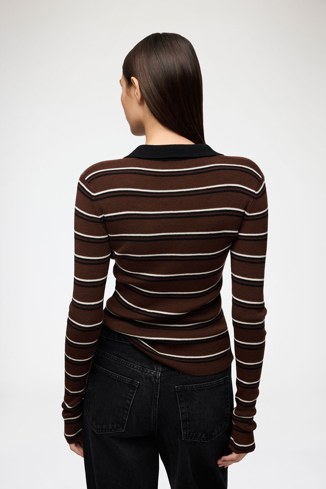 Poloshirt aus gestreifter Merinowolle
