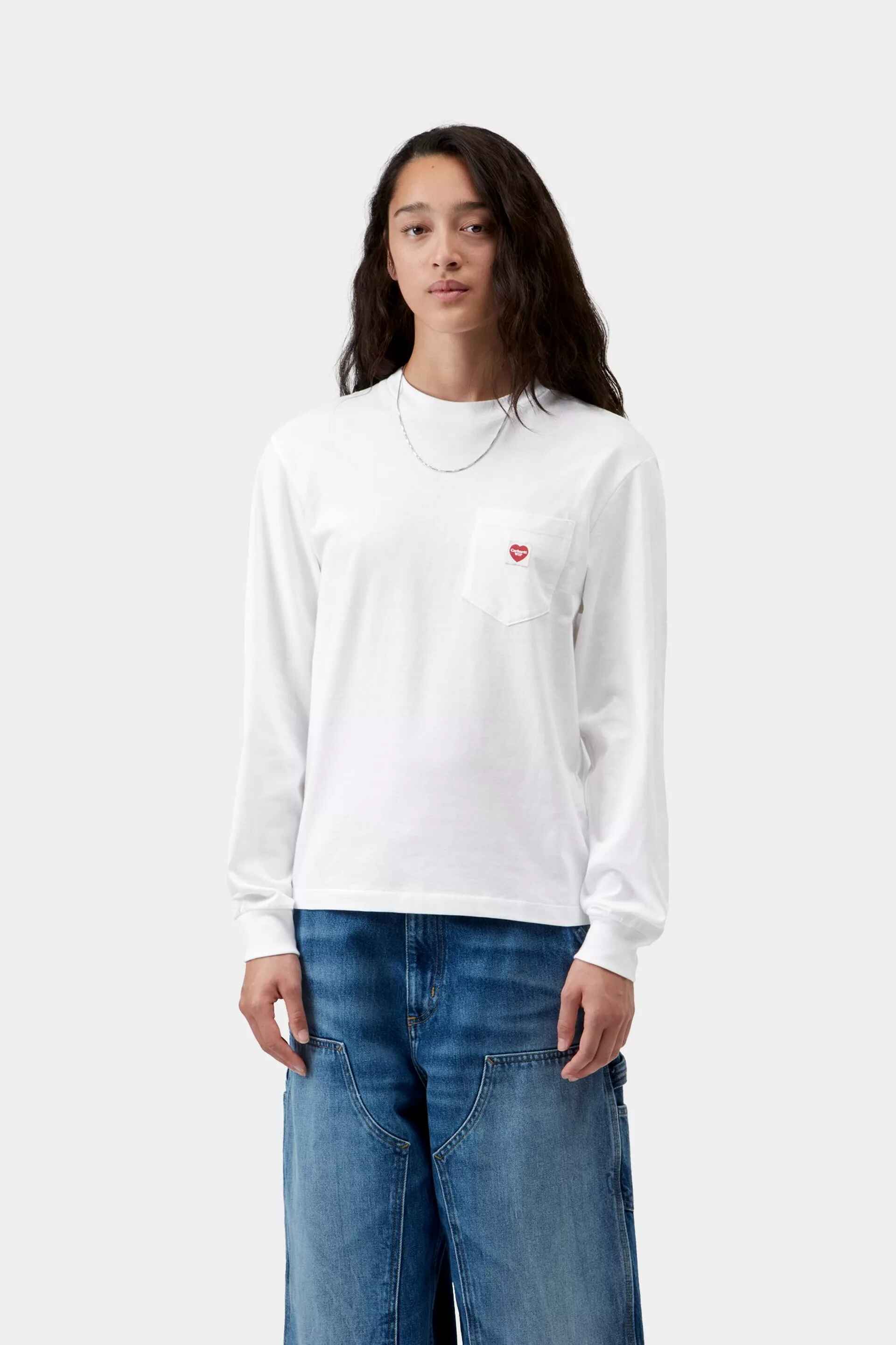 Women's L/S Pocket Small Heart T-Shirt