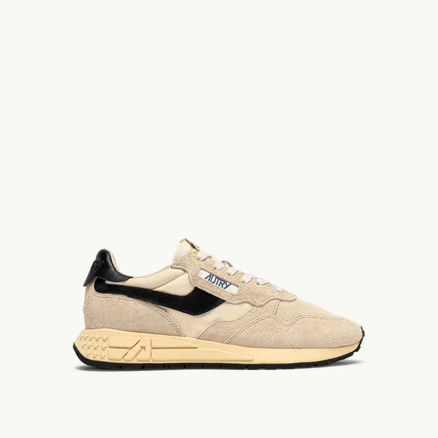 SNEAKERS REELWIND LOW AUS NYLON UND WILDLEDER IN ECRU UND SCHWARZ