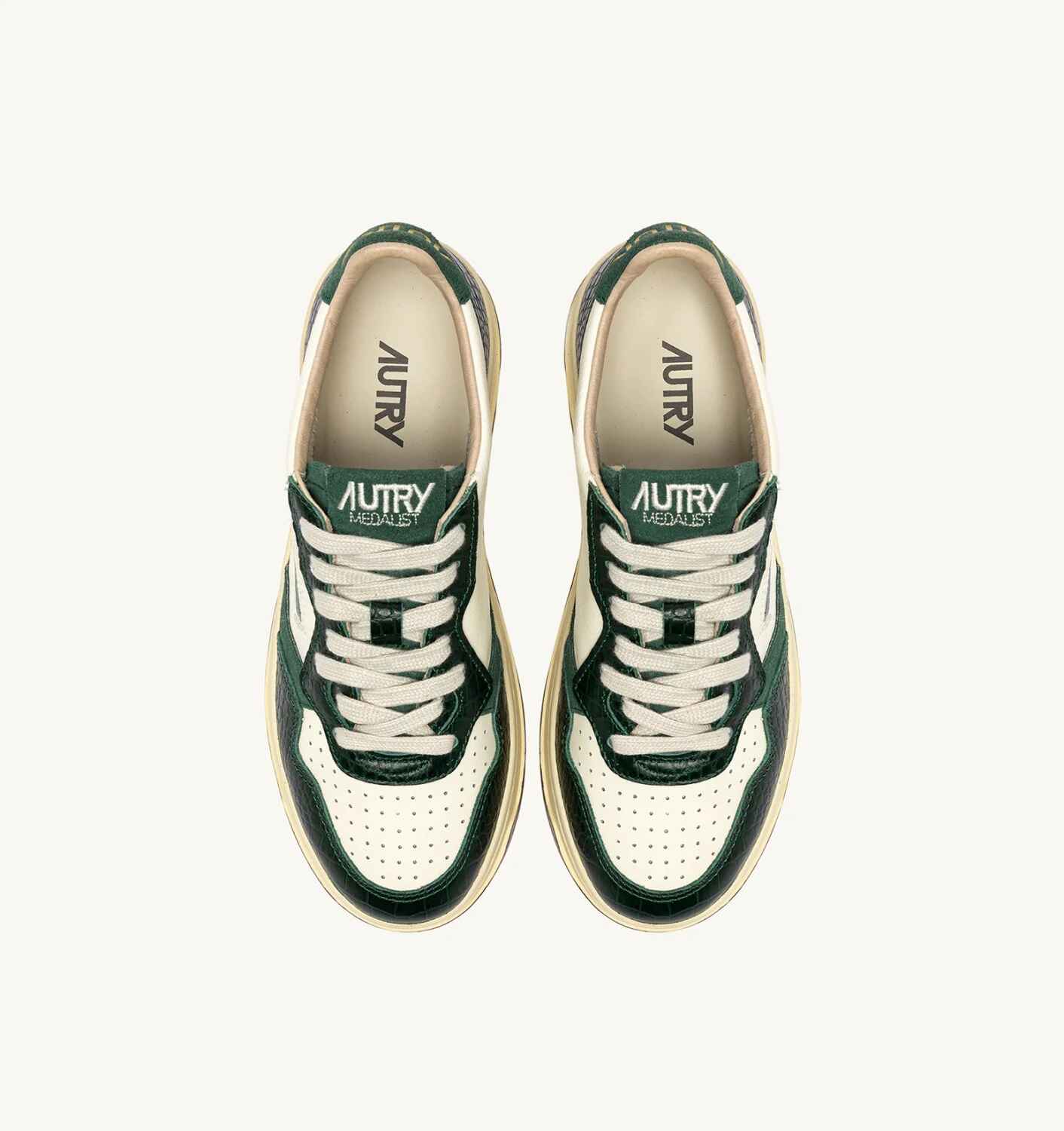SNEAKERS MEDALIST LOW AUS LEDER IN MARSHMALLOW UND GRÜN