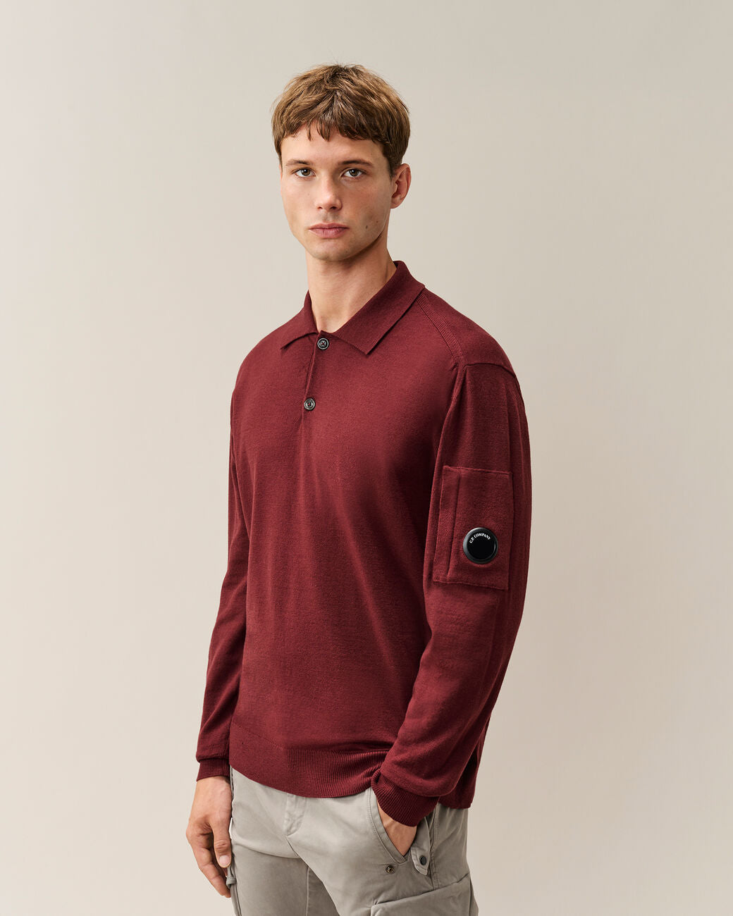 Extrafine Merino Wool Lens Polo Sweater