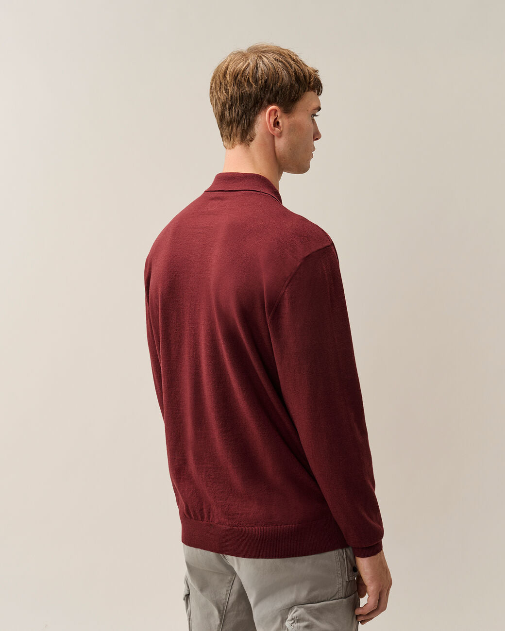 Extrafine Merino Wool Lens Polo Sweater