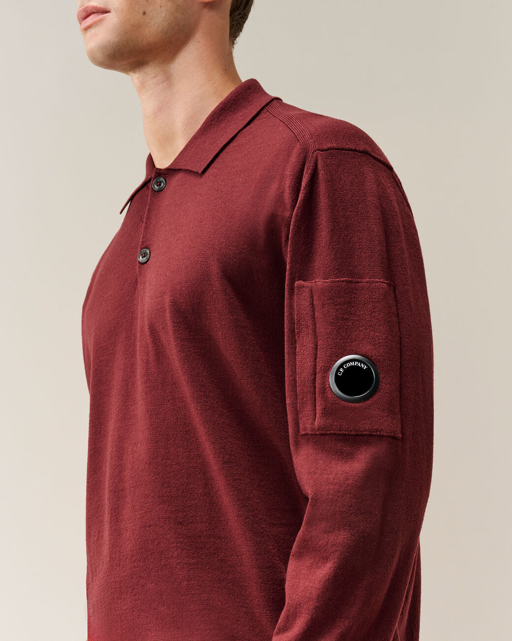 Extrafine Merino Wool Lens Polo Sweater