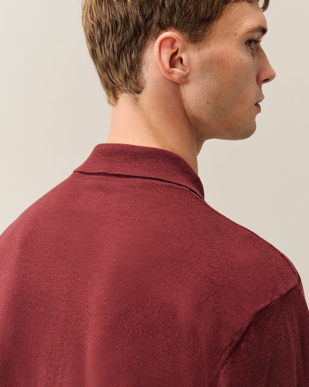 Extrafine Merino Wool Lens Polo Sweater
