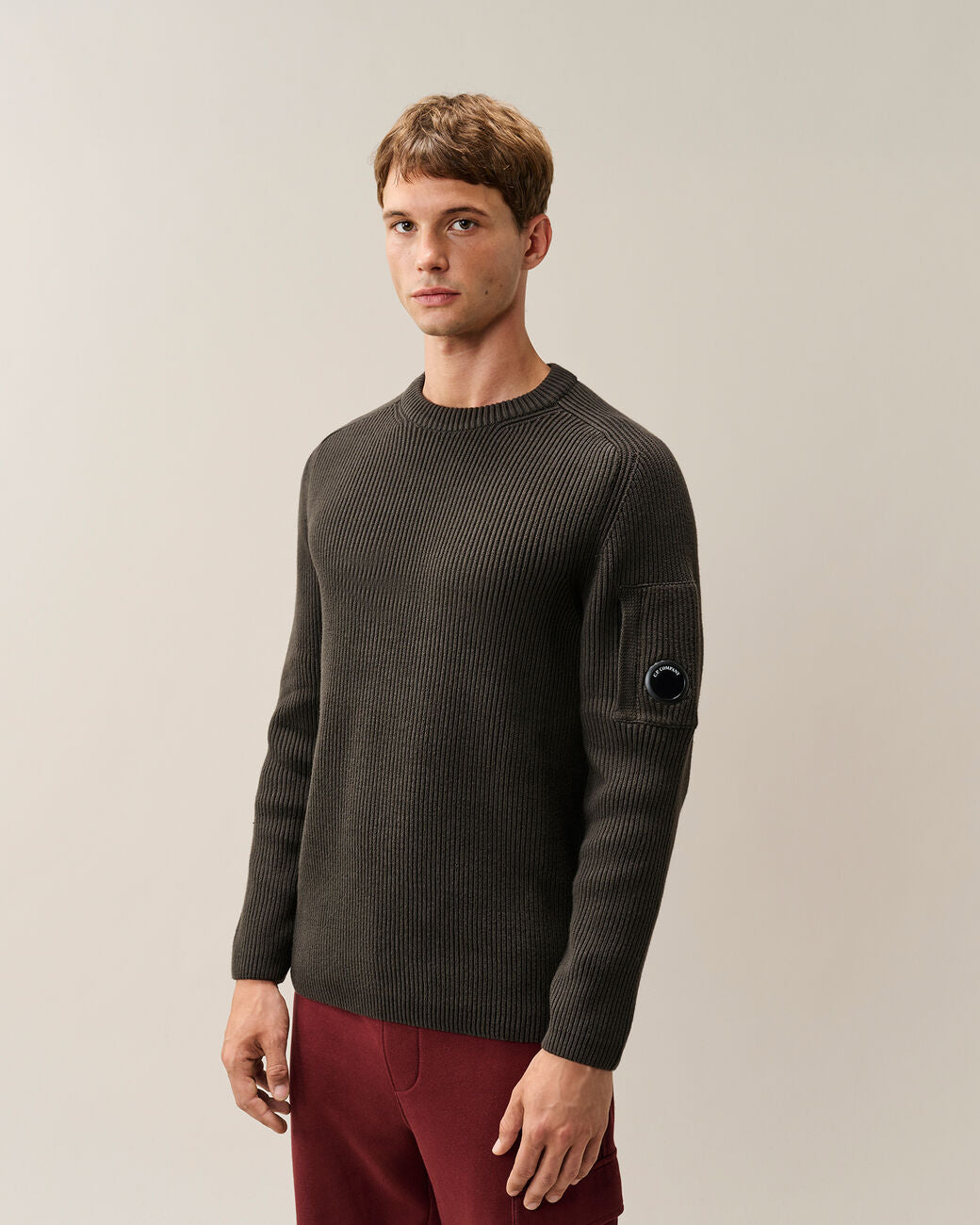 Full Rib Cotton Lens Crewneck Sweater