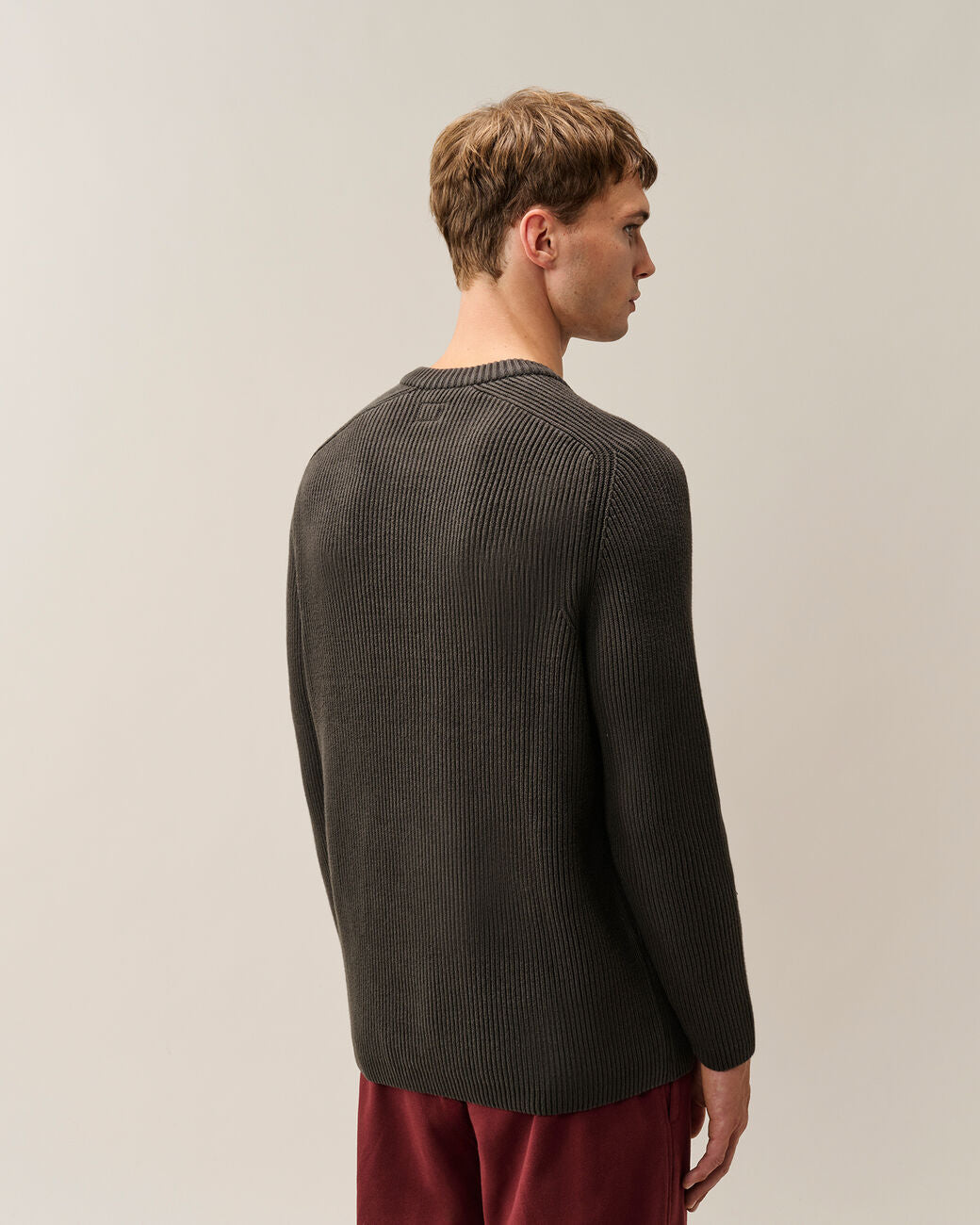 Full Rib Cotton Lens Crewneck Sweater