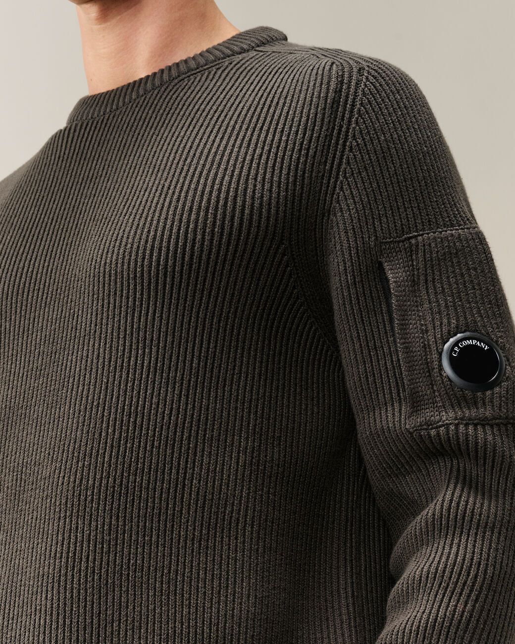 Full Rib Cotton Lens Crewneck Sweater