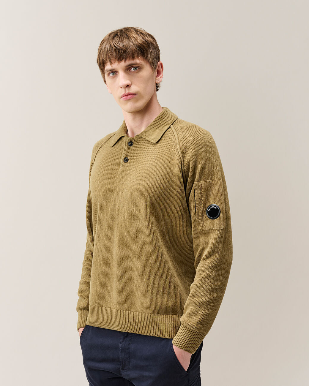 Chenille Cotton Lens Polo Sweater