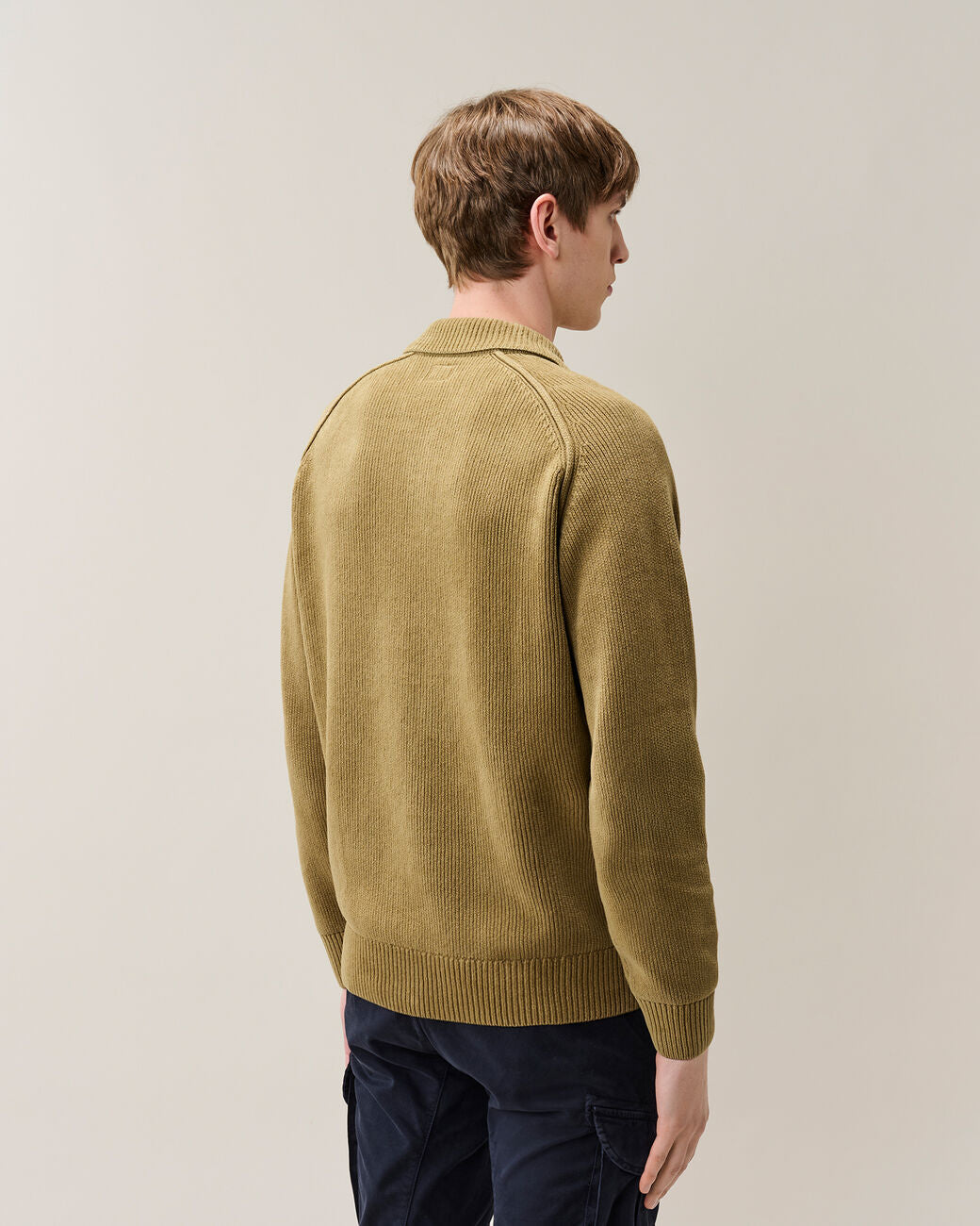 Chenille Cotton Lens Polo Sweater