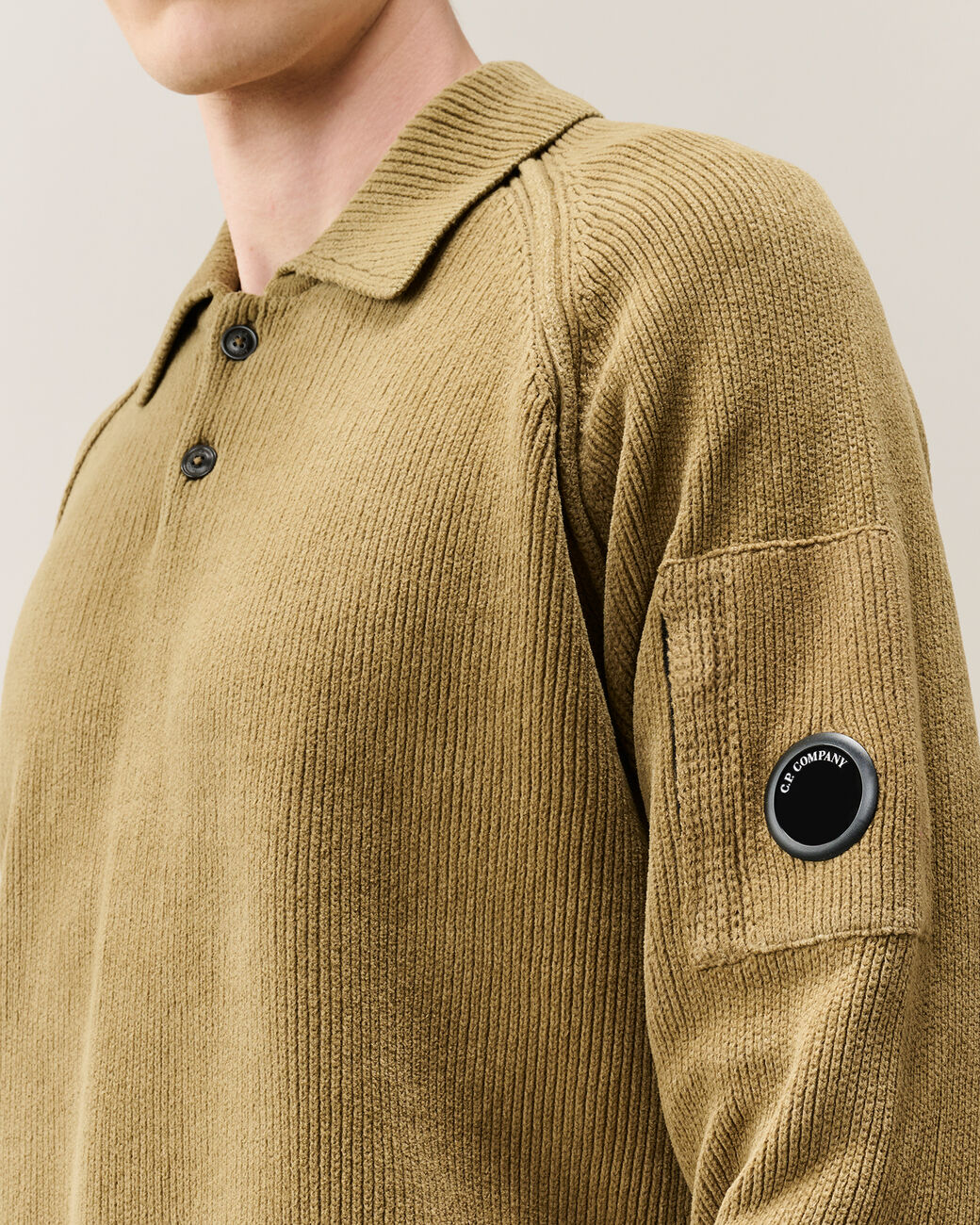 Chenille Cotton Lens Polo Sweater
