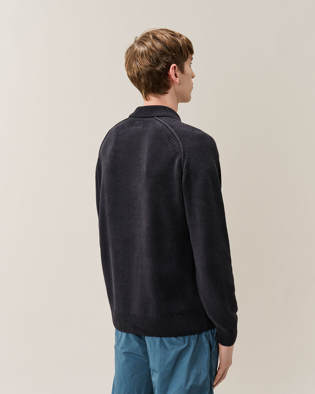 Chenille Cotton Lens Polo Sweater