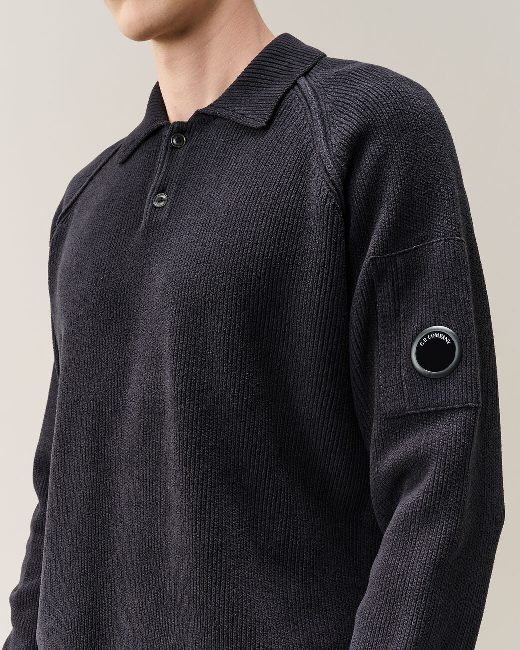 Chenille Cotton Lens Polo Sweater