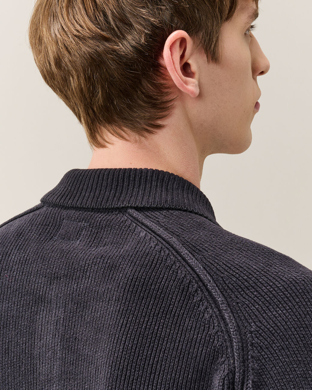 Chenille Cotton Lens Polo Sweater