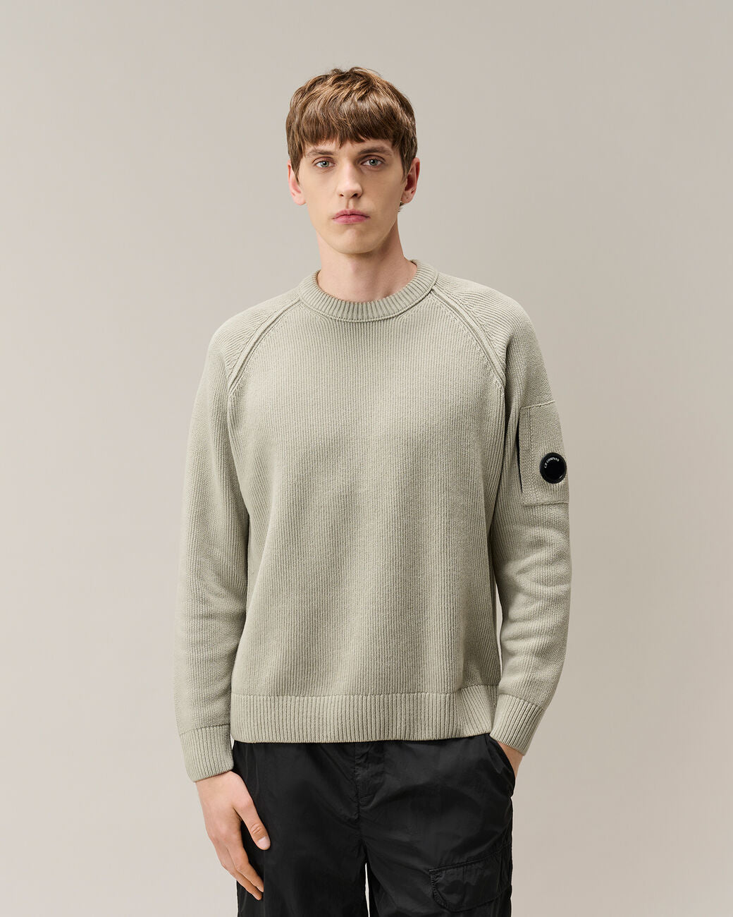 Chenille Cotton Lens Crewneck Sweater