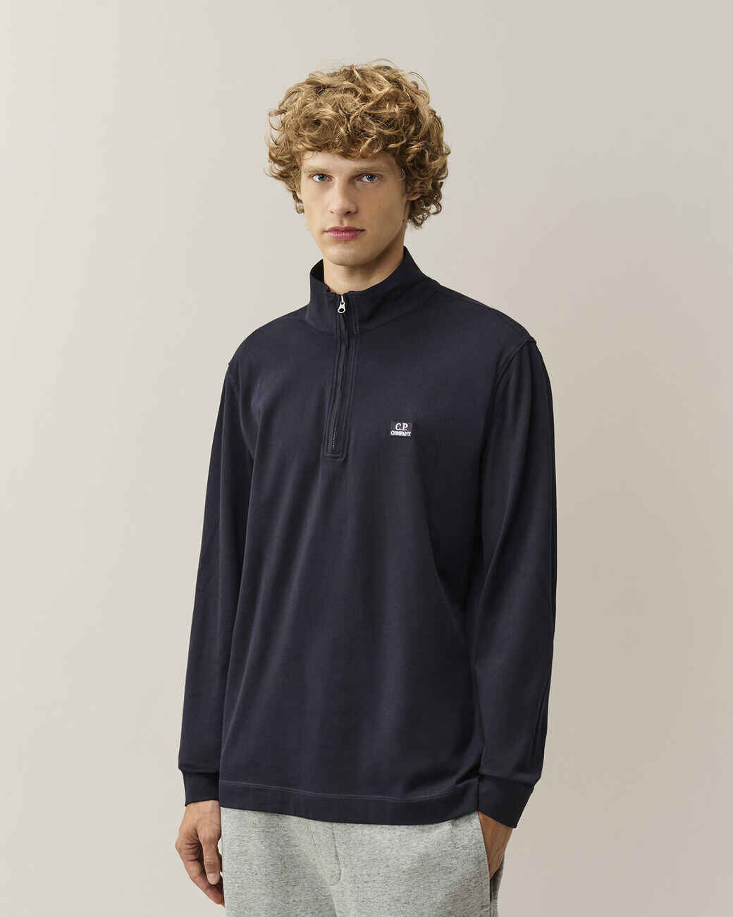 Stretch Piquet Long Sleeve Half Zip Polo