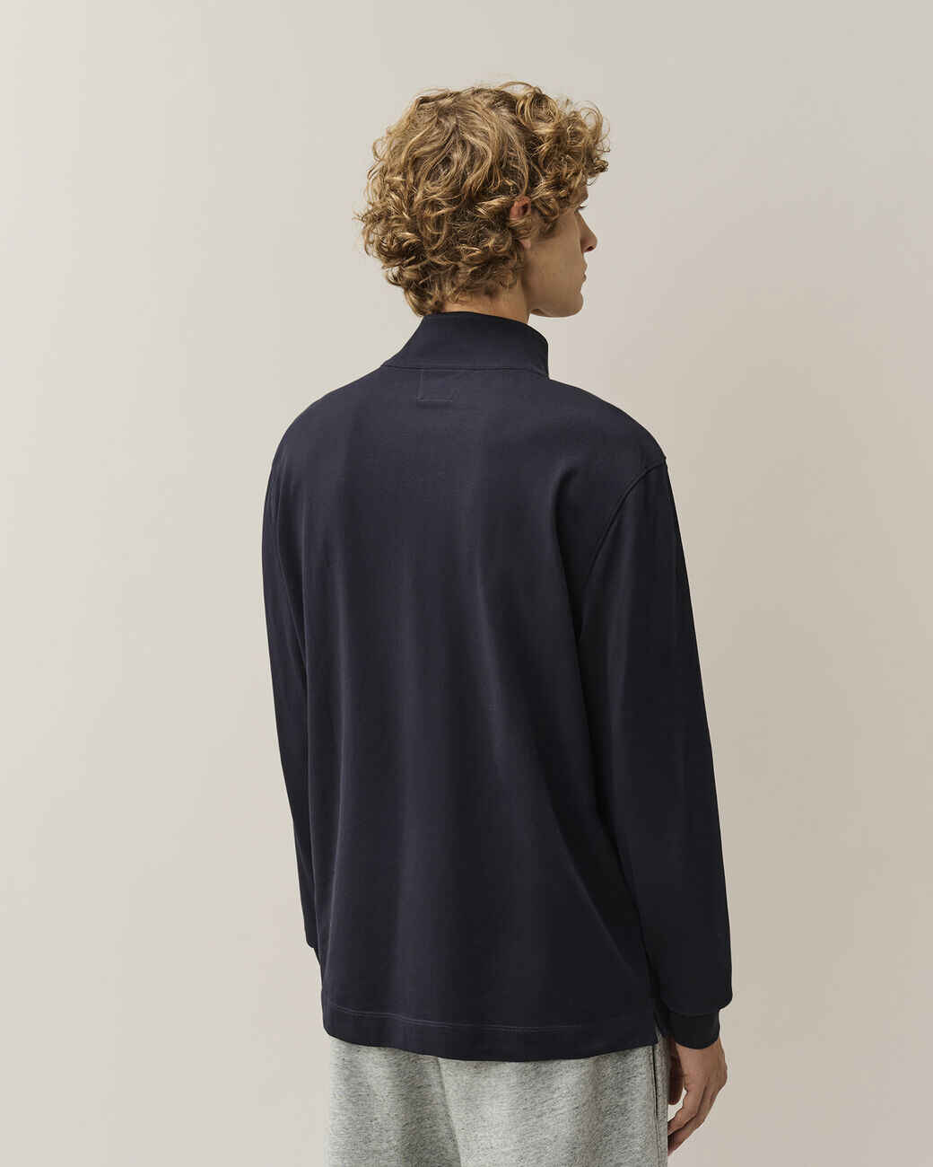 Stretch Piquet Long Sleeve Half Zip Polo