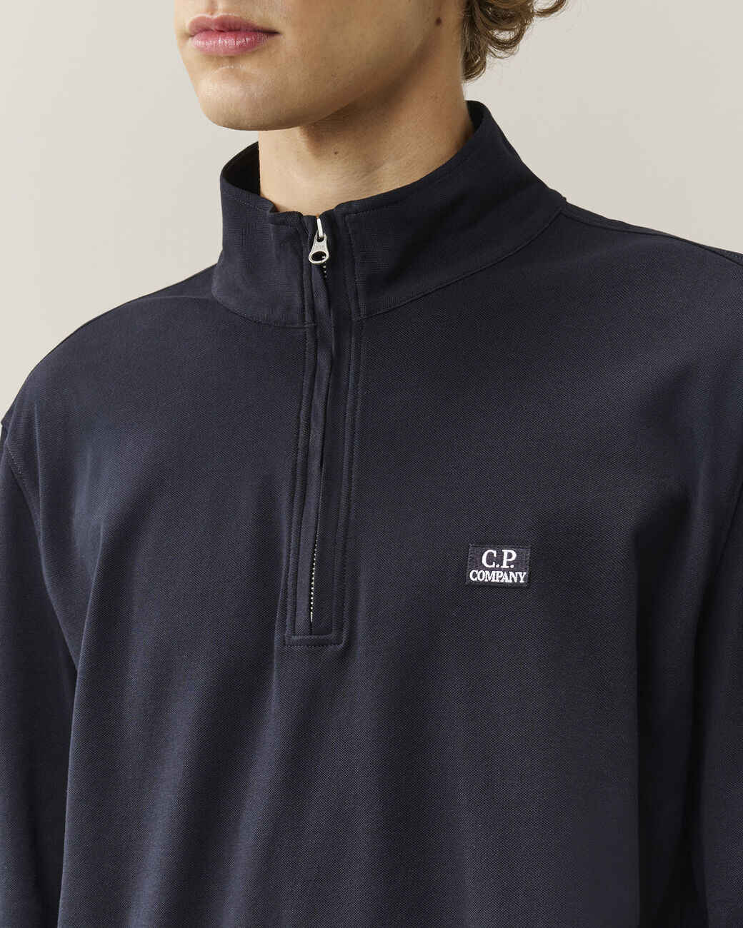 Stretch Piquet Long Sleeve Half Zip Polo