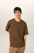 T-Shirt aus brauner Baumwolle mit Prägung