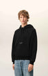 Hoodie aus schwarzer Baumwolle mit Prägung