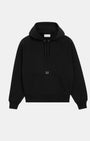 Hoodie aus schwarzer Baumwolle mit Prägung