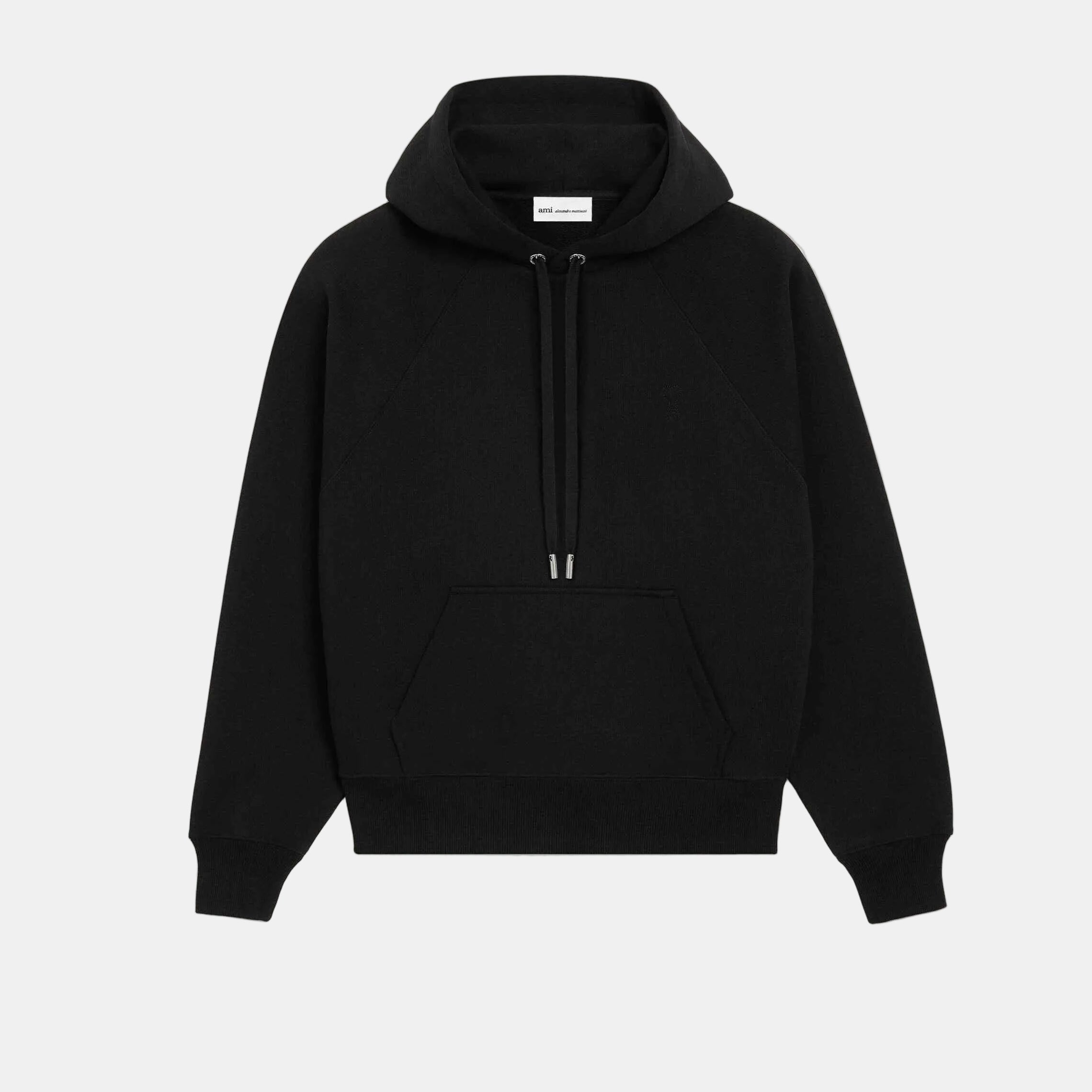 Hoodie aus schwarzer Baumwolle mit Prägung