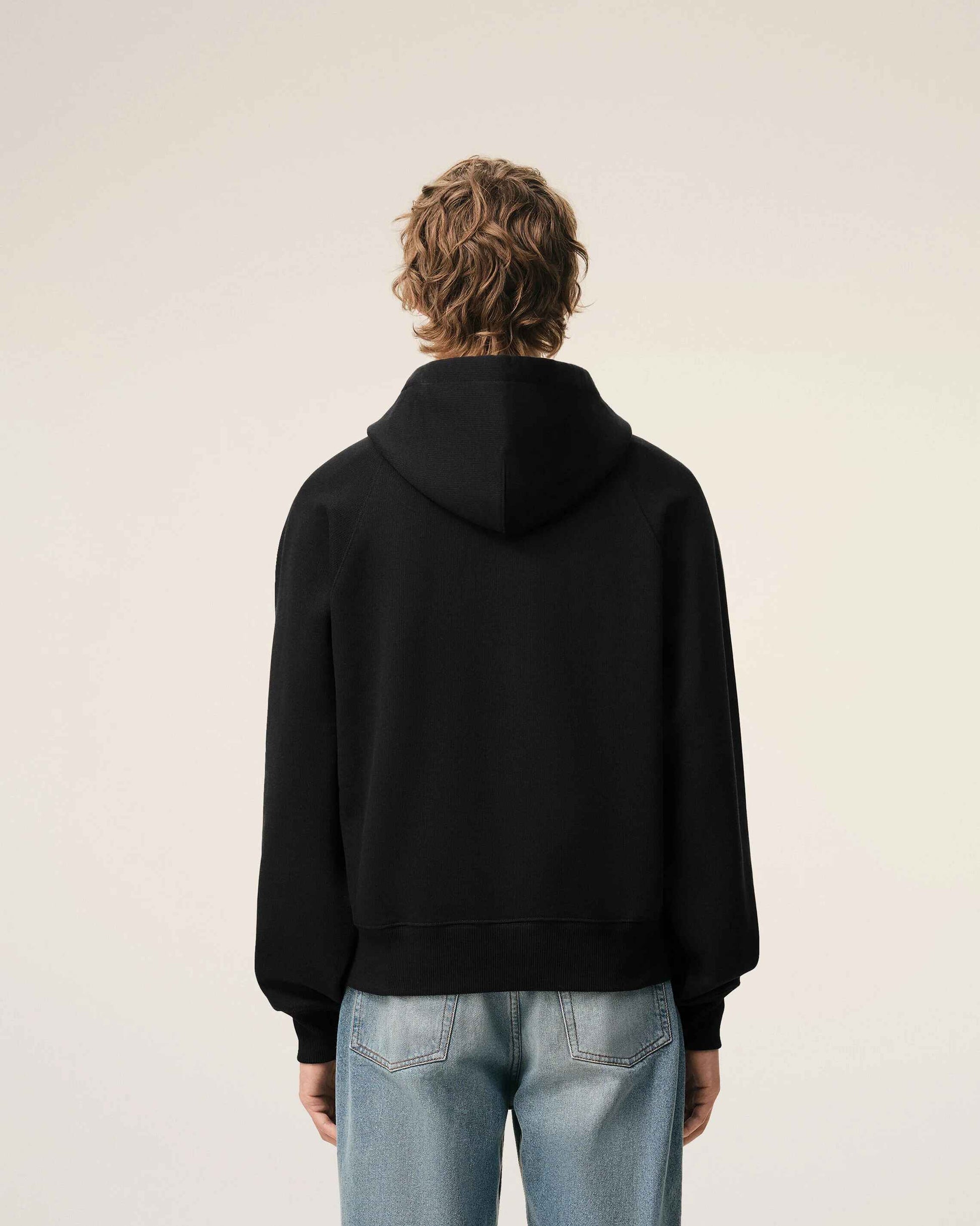 Hoodie aus schwarzer Baumwolle mit Prägung