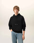 Hoodie aus schwarzer Baumwolle mit Prägung