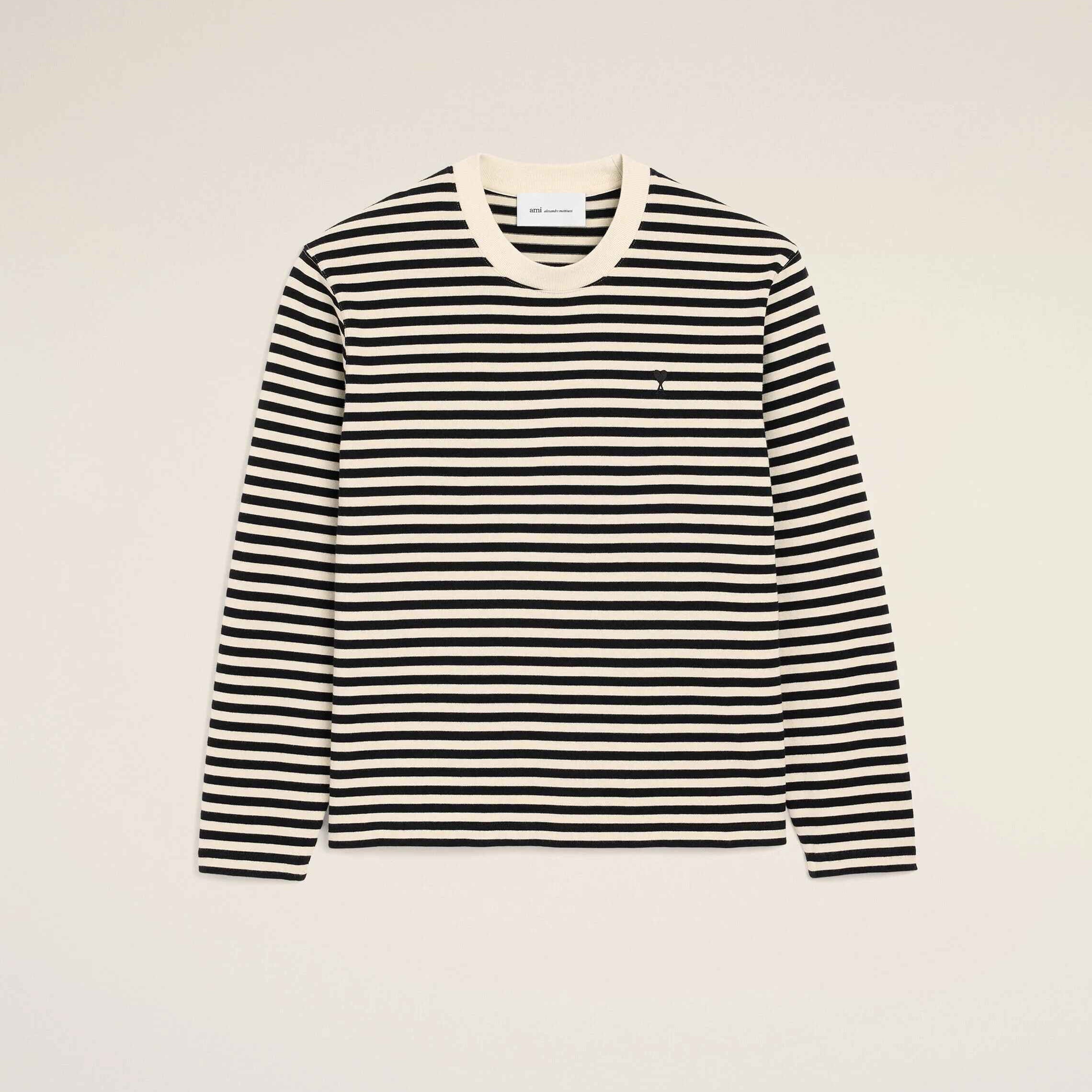 T-Shirt aus schwarzer und weißer Baumwolle im Marinière-Stil