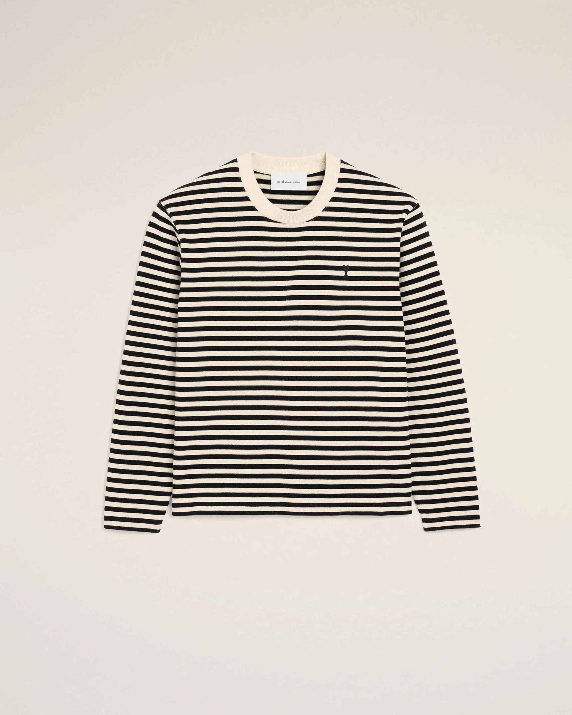 T-Shirt aus schwarzer und weißer Baumwolle im Marinière-Stil